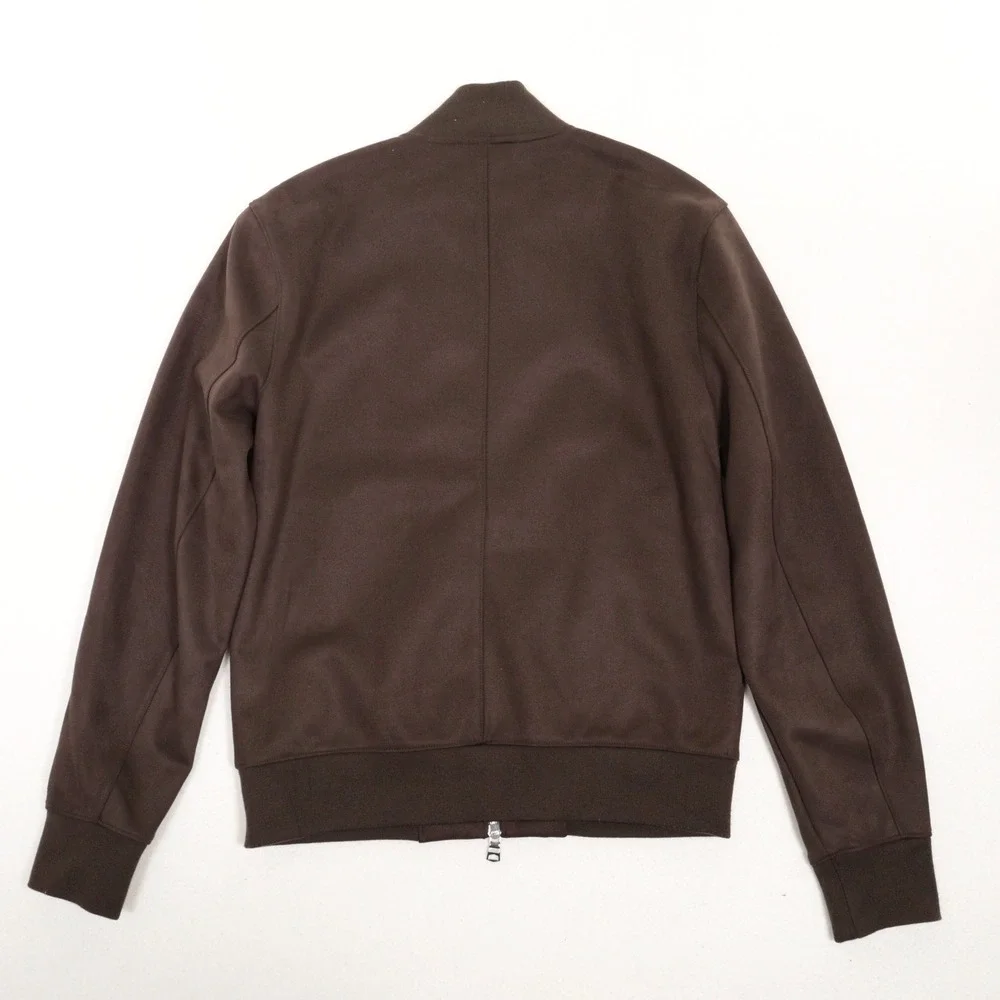Banana Republic Bomber Jacket Vegan Suede Full Zip Brown Men Small NWOT
